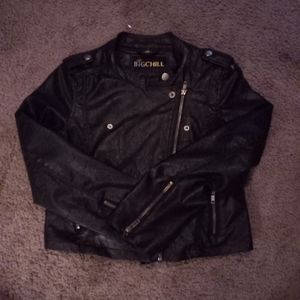 Real leather old school kids biker jacket